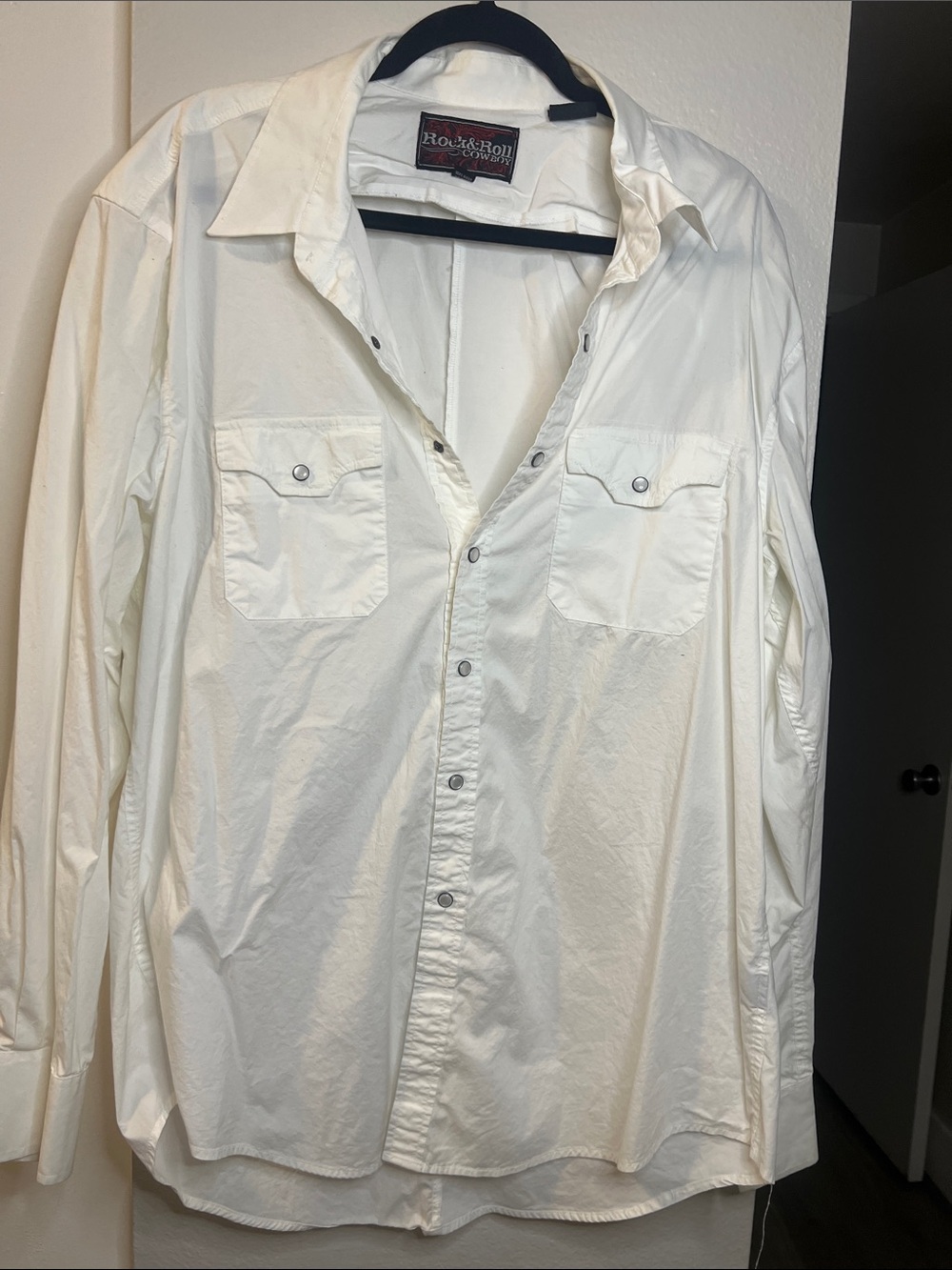 Men's White Snap-Front Western Shirt Size XL